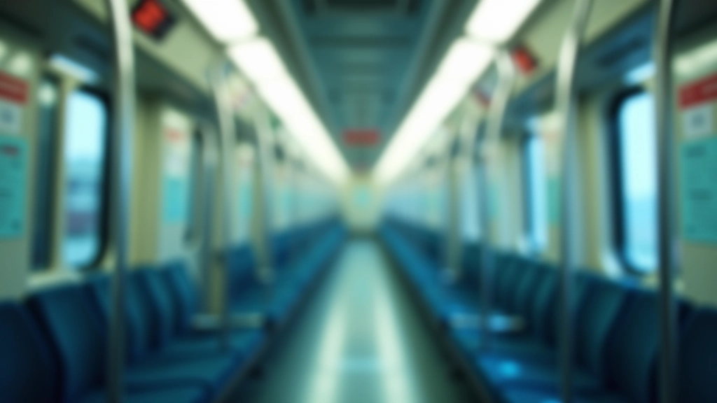 MTR train interior with seats and handrails visible, bright clean carriage with natural light, commute environment