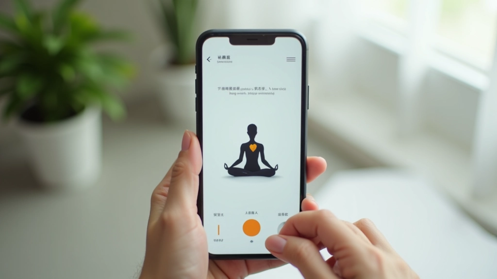 Smartphone showing Headspace app with animated character and structured meditation course layout
